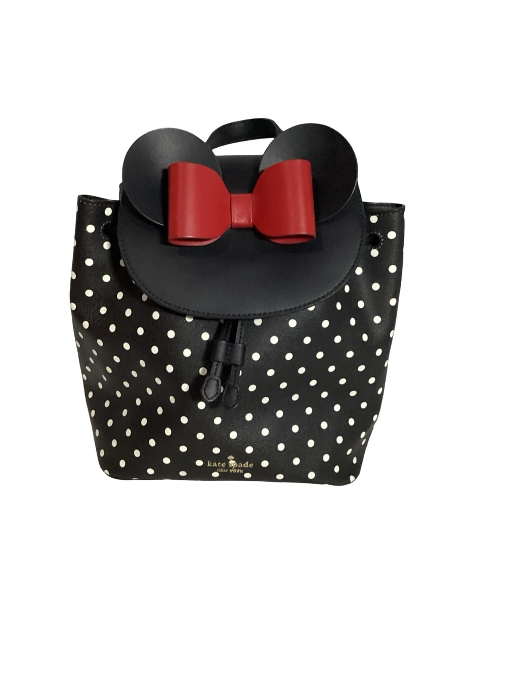 Disney Kate Spade Minnie Mouse Black & White Polka Dot Backpack EUC Retail $359